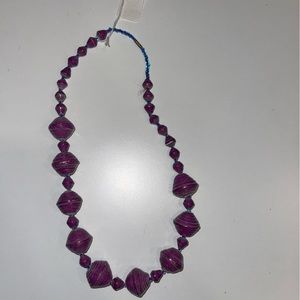 NWT Handmade African Necklace Purple